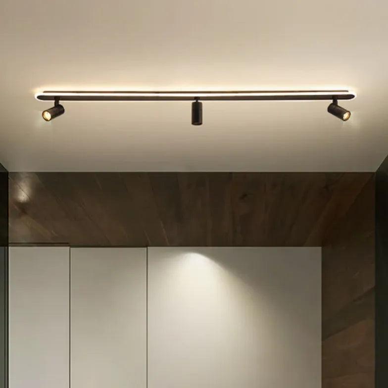 Rail Mounted Black Industrial Flush Ceiling Lights - Clowas