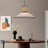 Japanese Rattan Fabric Pendant Lights for Dining Room
