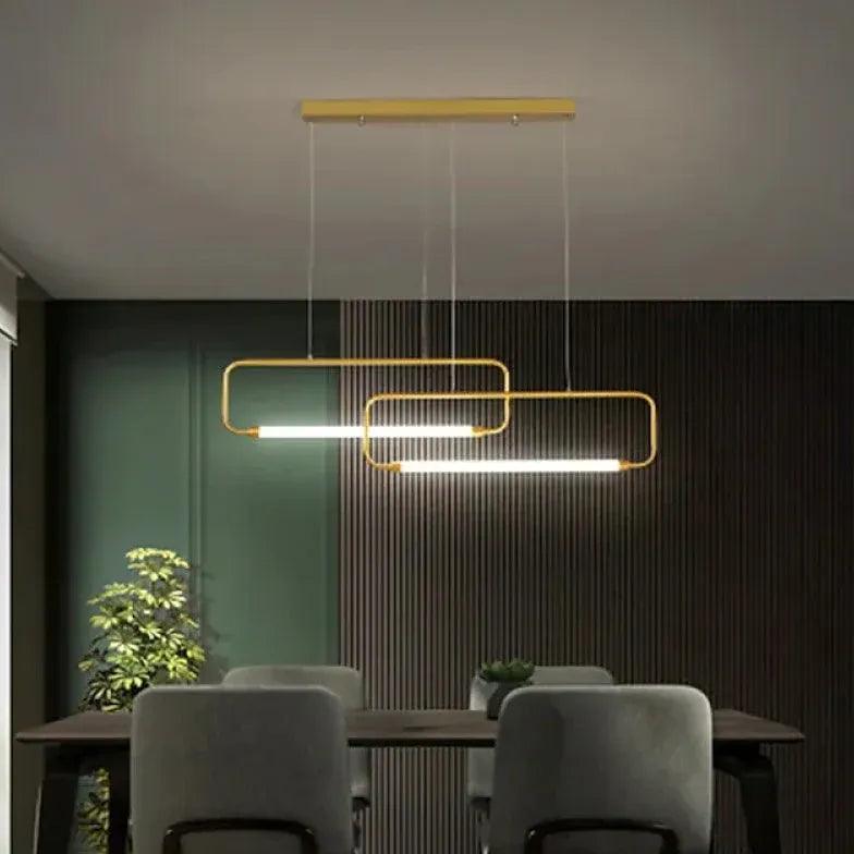 Rectangular Frame Black LED Dining Room Pendant Light - Clowas