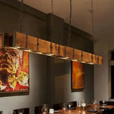 Rectangular Vintage Wooden Dining Room Pendant Light - Clowas