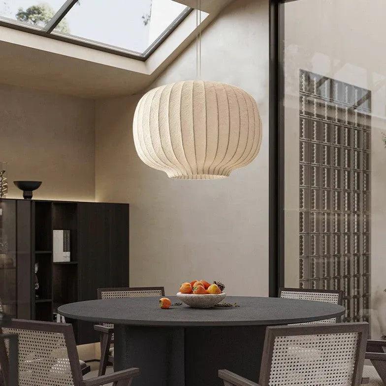 Fabric Lantern Style Vintage White Pendant Light - Clowas