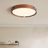 Japanese Round Wood Ceiling Light for Bedroom