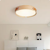 Japanese Round Wood Ceiling Light for Bedroom