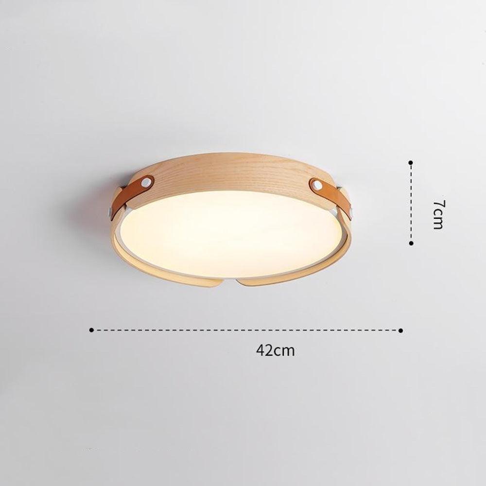 Japanese Round Wood Ceiling Light for Bedroom