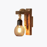 Industrial Wooden Indoor  Black Wall Lights