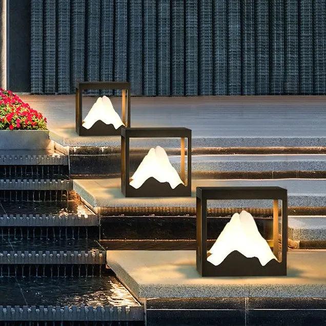 Mountain Shape Square Column Contemporary Outdoor Pillar Lights
