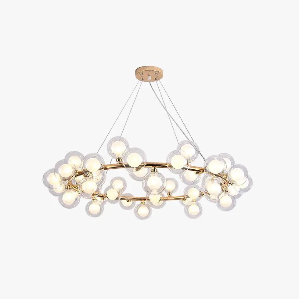 Scandinavian Gold Ring Chandelier with Glass Bubble Balls