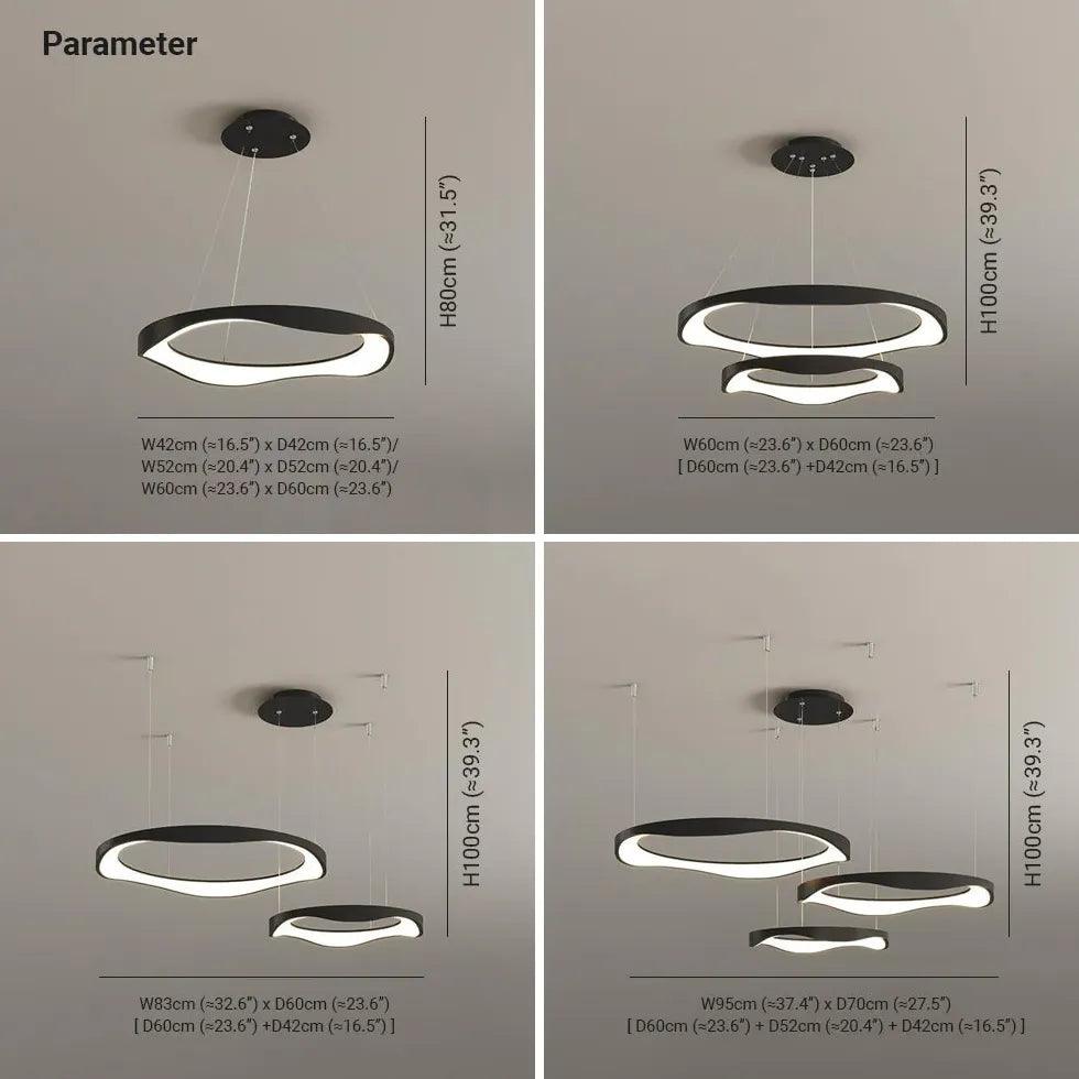 Ring-shaped Metal Acrylic LED Living Room Pendant Light - Clowas
