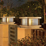 Ripple Glass Rectangular Solar Outdoor Pillar Lights - Clowas
