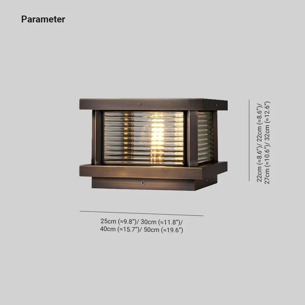 Ripple Glass Rectangular Solar Outdoor Pillar Lights - Clowas