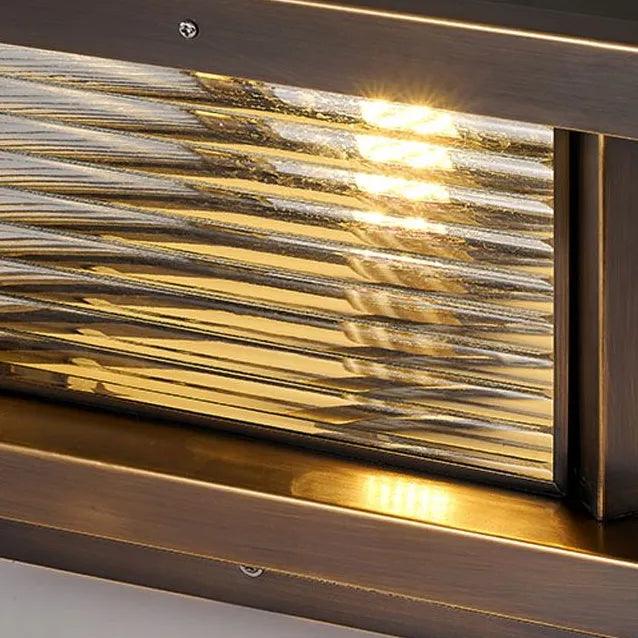 Ripple Glass Rectangular Solar Outdoor Pillar Lights - Clowas