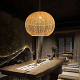 Wabi Sabi Rattan Ball Pendant Light for Tea Room