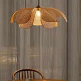 Japanese Petal Rattan Pendant Light for Dining Room