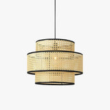 Japanese Bamboo Fabric Round Rattan Pendant Light