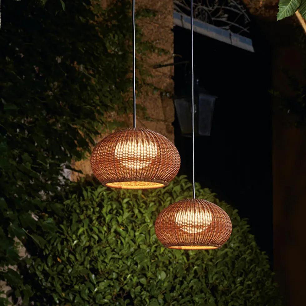 Outdoor Waterproof Rattan Lantern Pendant Lights