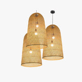 New Oriental Zen Lantern Rattan Cluster Pendant Light