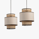 Contemporary Chinese Rattan Lantern Pendant Light