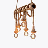 Rope Design Multi-Light Vintage Wooden Pendant Light - Clowas