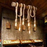 Rope Design Multi-Light Vintage Wooden Pendant Light - Clowas