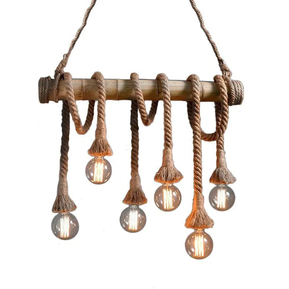 Rope Design Vintage Wood Pendant Light - Clowas