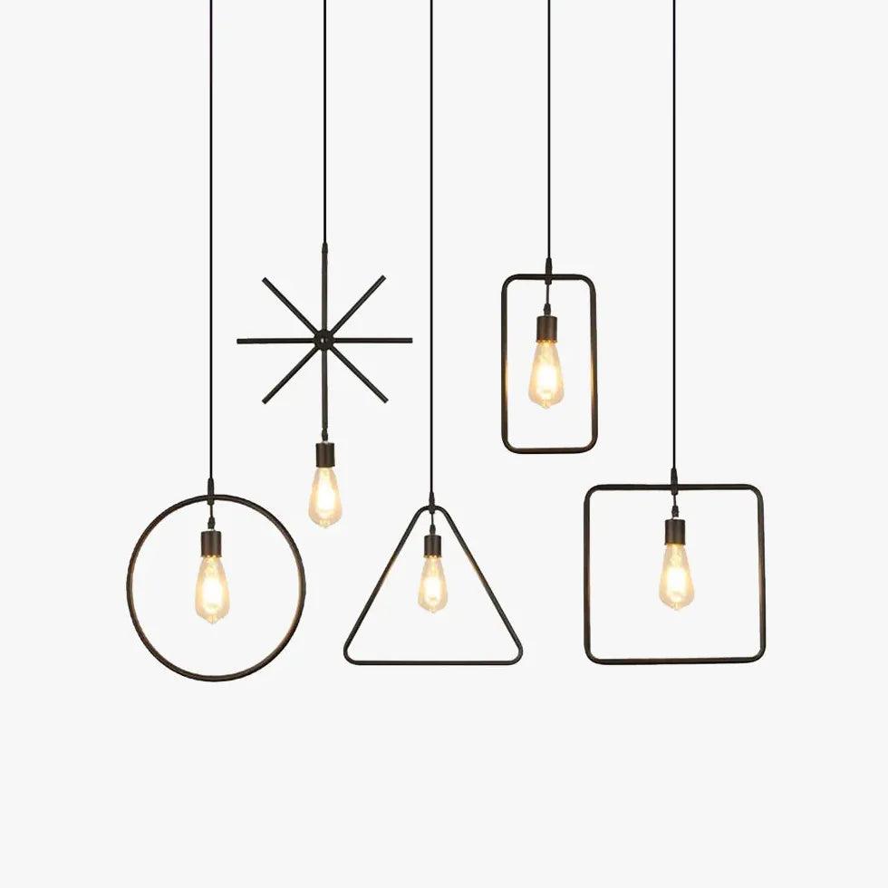 Rope Geometric Frame Black Industrial Pendant Light - Clowas