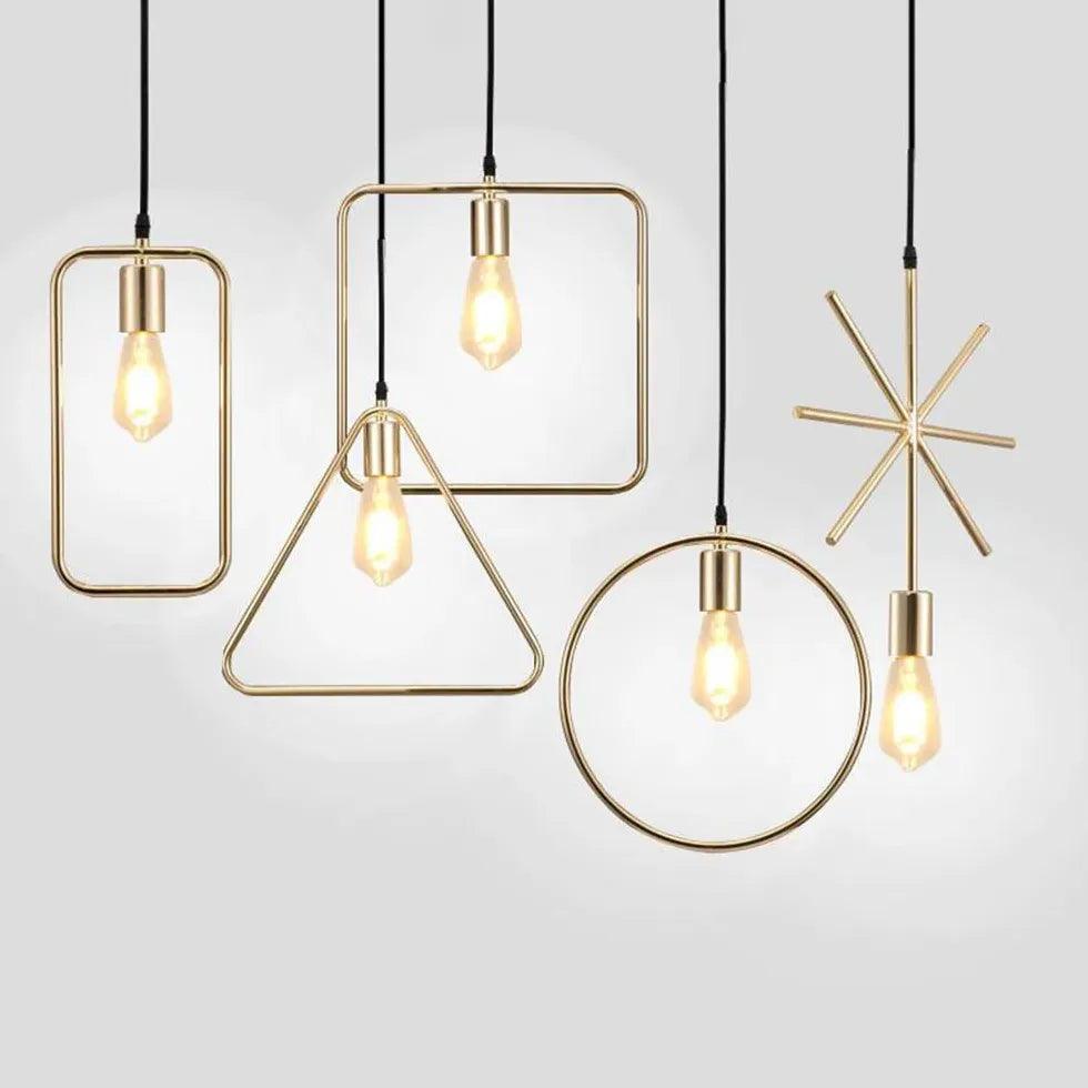 Rope Geometric Frame Black Industrial Pendant Light - Clowas