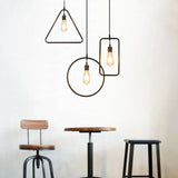 Rope Geometric Frame Black Industrial Pendant Light - Clowas