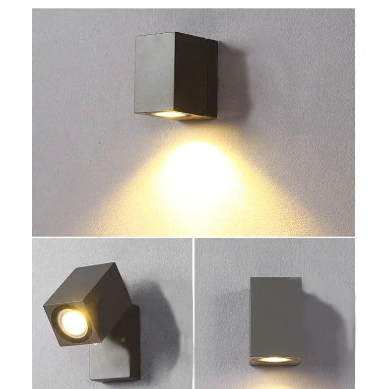 Rotating Cube-Shaped Outdoor Wall Lamp - Clowas