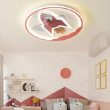 Round Aircraft Modern Ceiling Fan With Light - Clowas