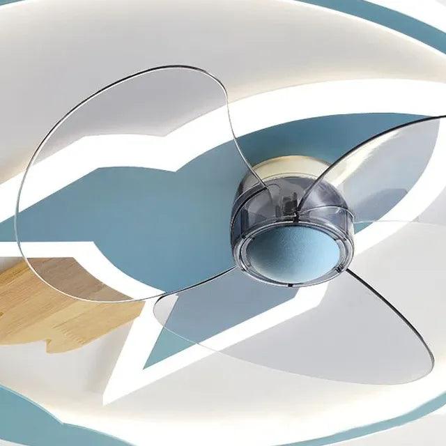 Round Aircraft Modern Ceiling Fan With Light - Clowas