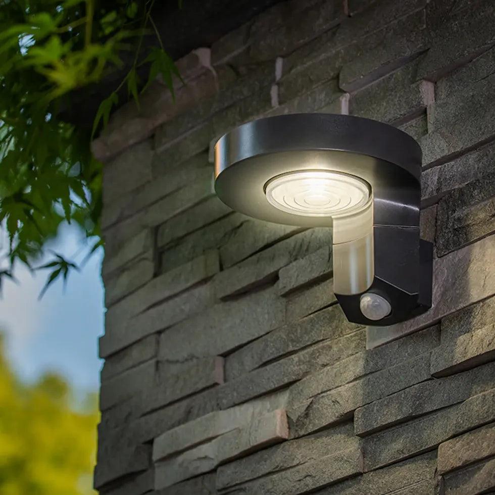 Round Black Solar Outdoor Wall Lights - Clowas