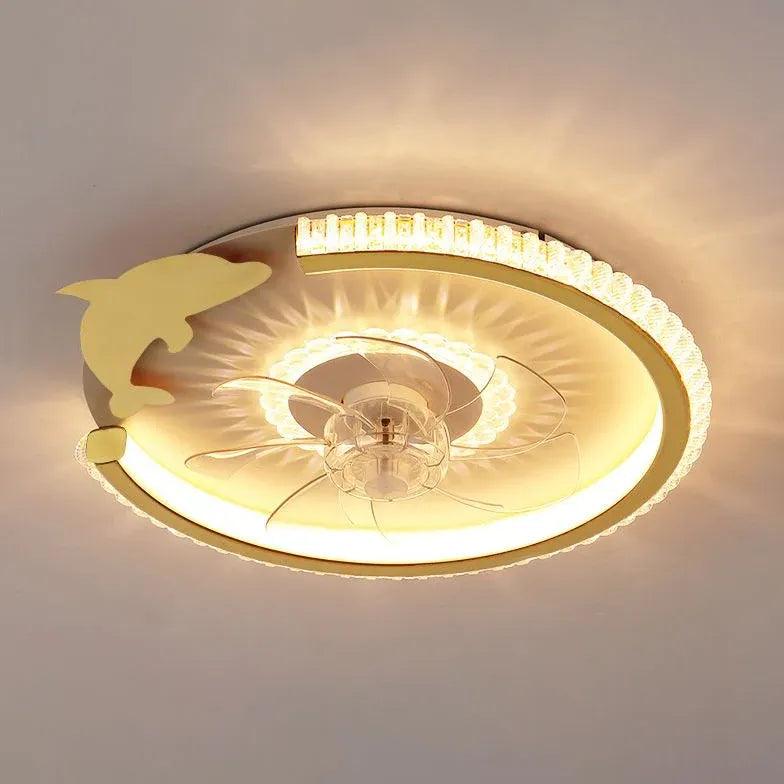 Round Ceiling Fan for Bedroom Pendant Light - Clowas