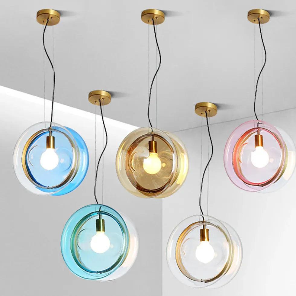Round Colorful Glass Modern Pendant Light - Clowas