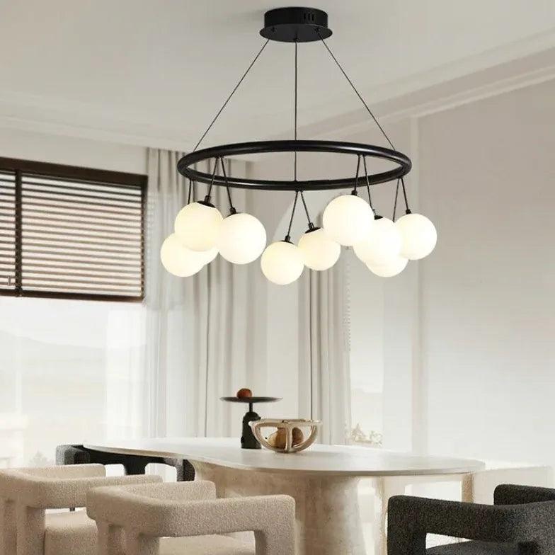 Round Frame Black Modern Chandelier - Clowas