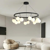 Round Frame Black Modern Chandelier - Clowas