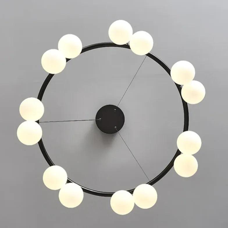 Round Frame Black Modern Chandelier - Clowas