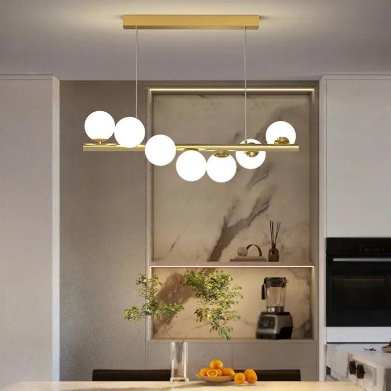 Luxury Linear Multi Head White Glass Pendant Light