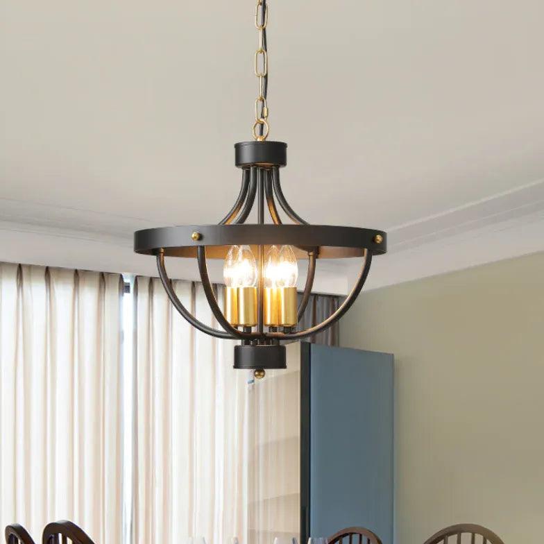 Round Metal Construction Industrial Vintage Pendant Light - Clowas