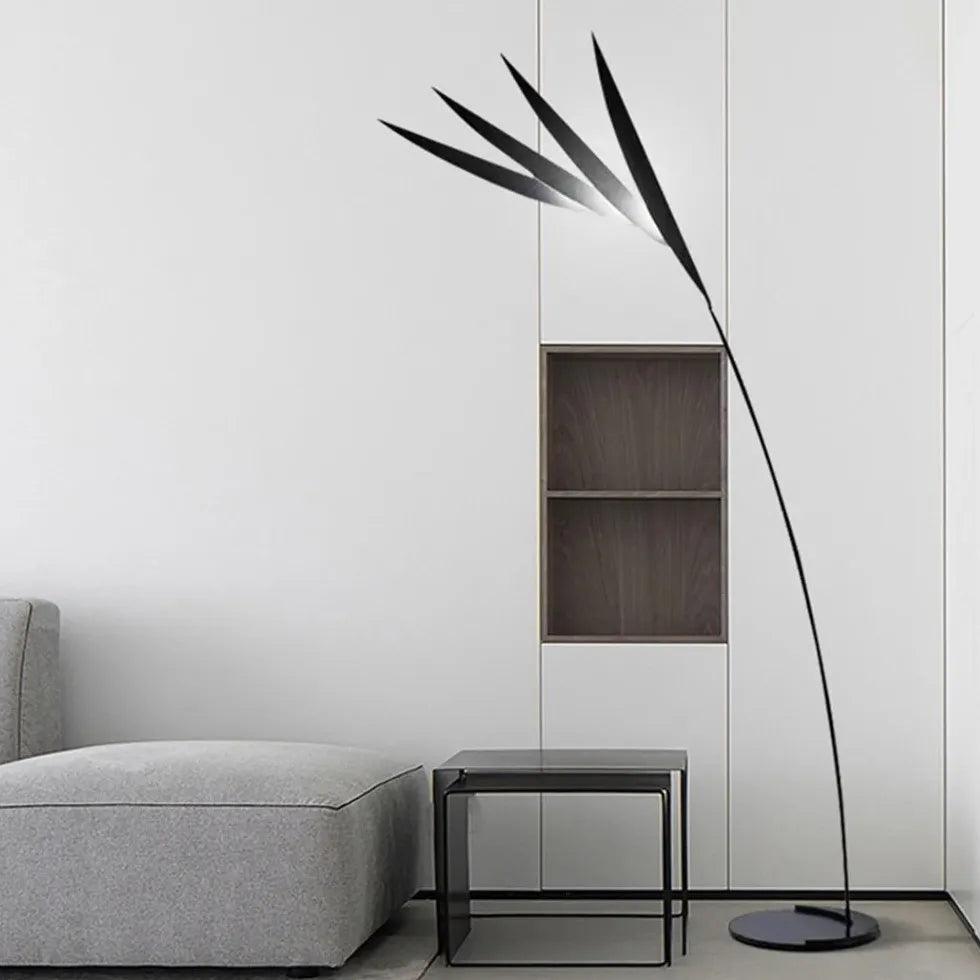 Minimalist Leaf Floor Lamp in Black for Living Room