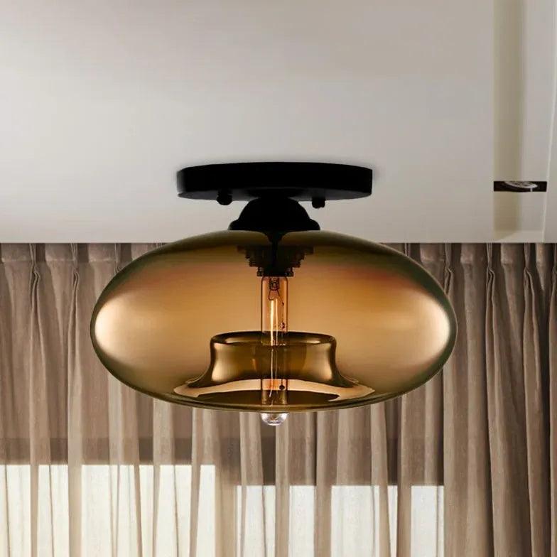 Flat Sphere Glass Modern Ceiling Light - Clowas