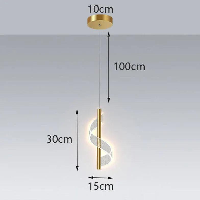 Streamline Spiral Bedroom Gold Pendant Light - Clowas