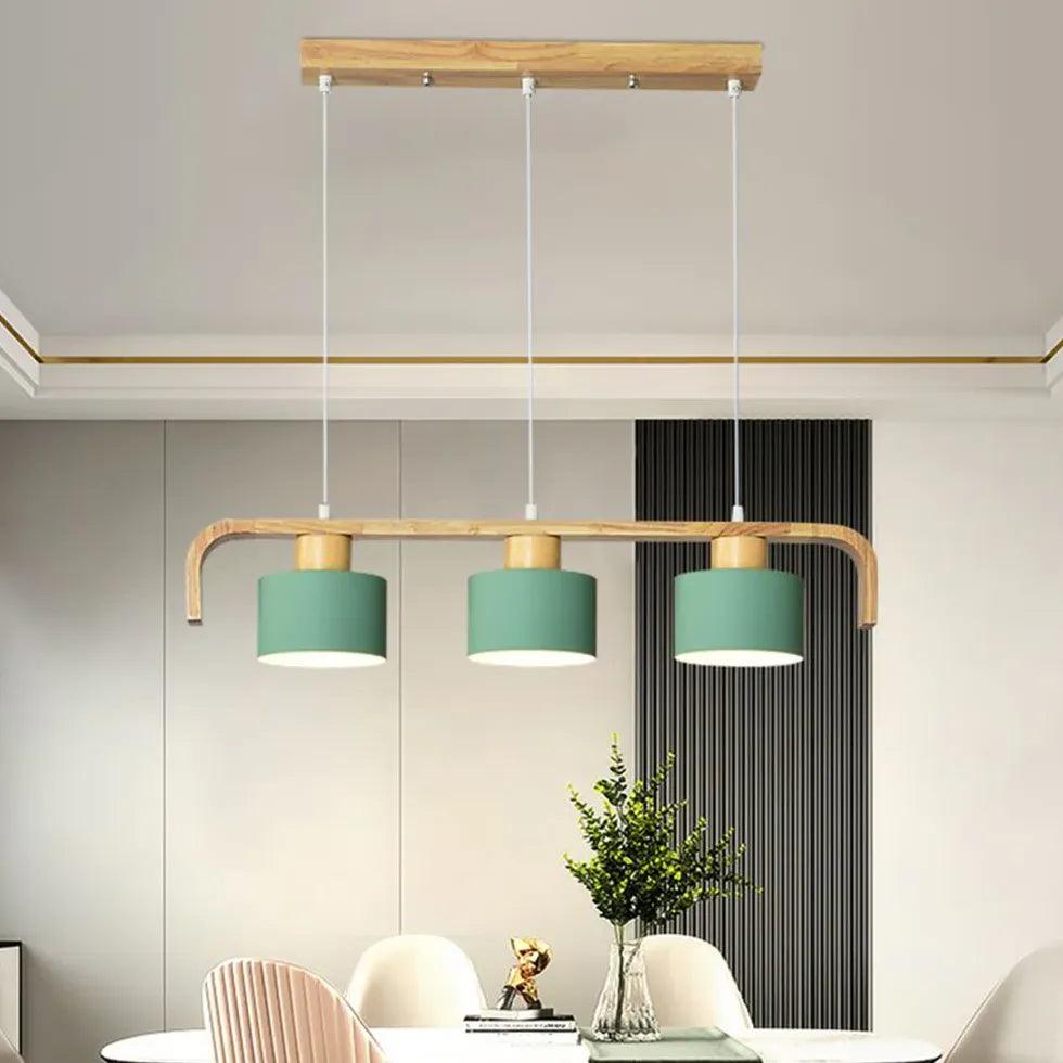 Segmented Layout Dining Room Wooden Pendant Light - Clowas