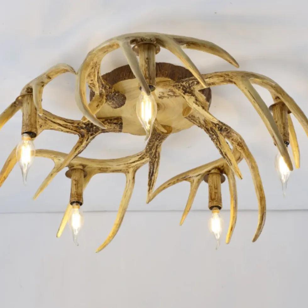Faux Antler Wooden Multi-Light Vintage Chandelier - Clowas