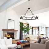 Black Metal Circular Industrial Chandelier - Clowas