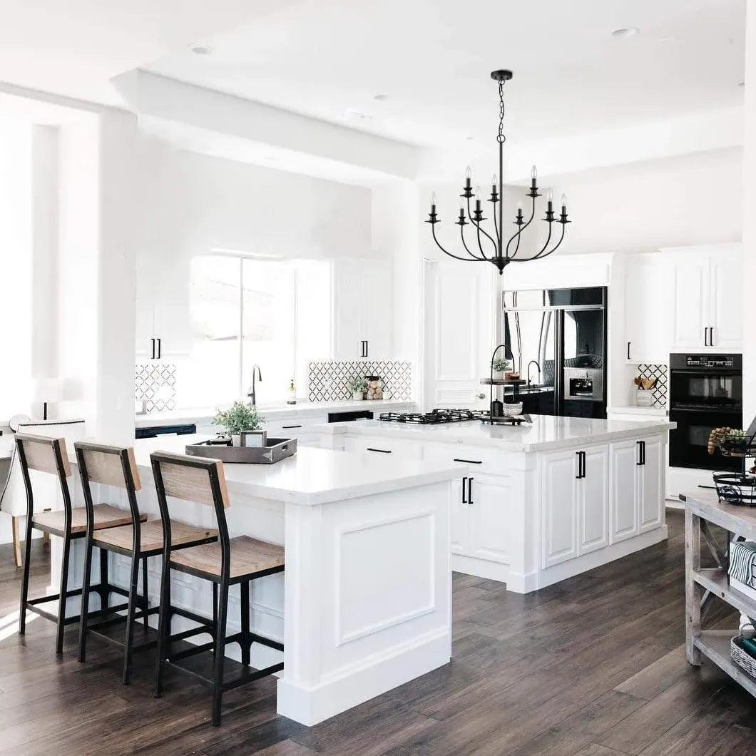 Candelabra Style Black Metal Kitchen Chandelier - Clowas