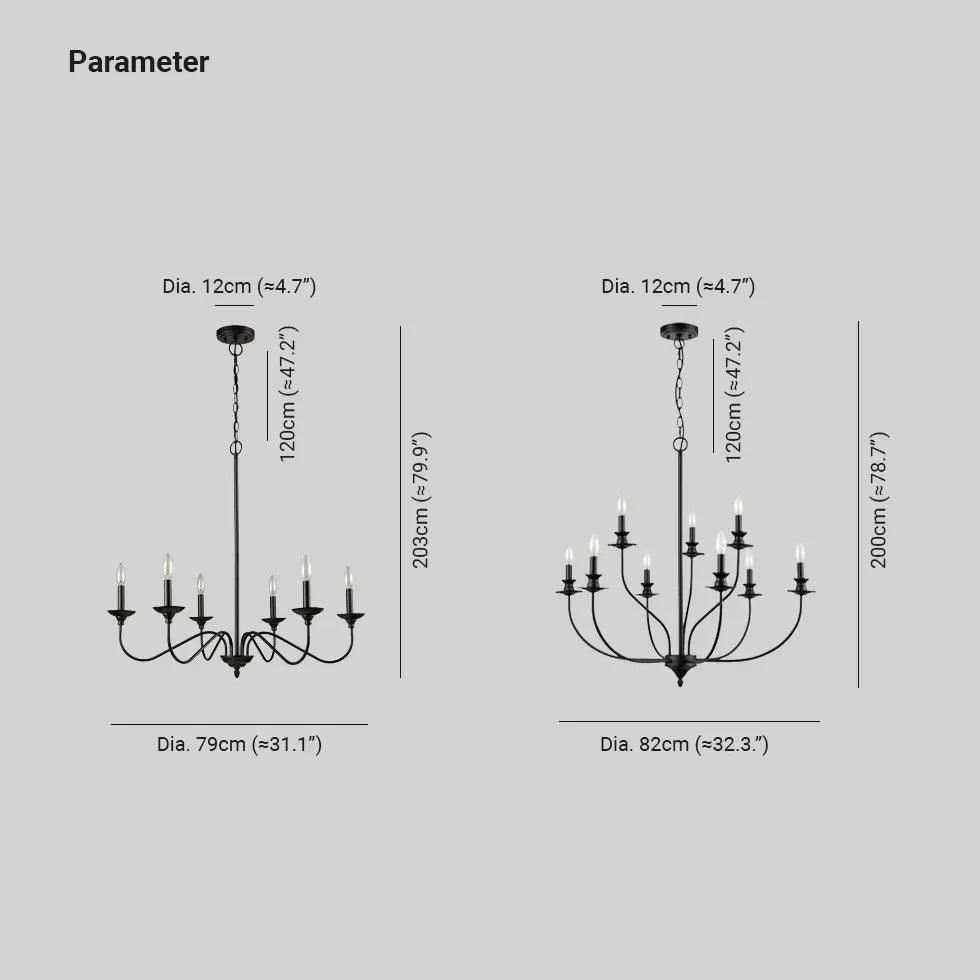 Candelabra Style Black Metal Kitchen Chandelier - Clowas