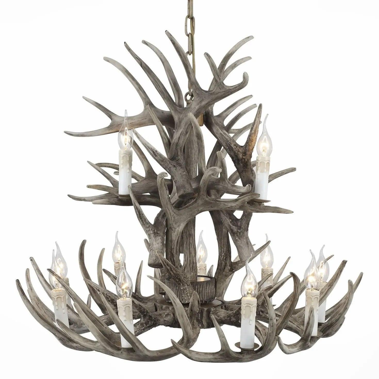 Faux Antler Wooden Candle Holder Vintage Chandelier - Clowas