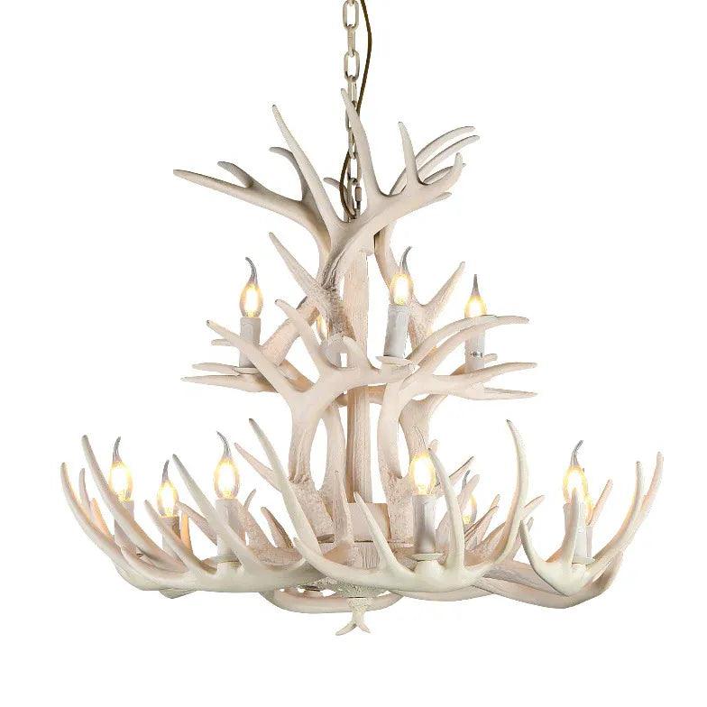 Faux Antler Wooden Candle Holder Vintage Chandelier - Clowas