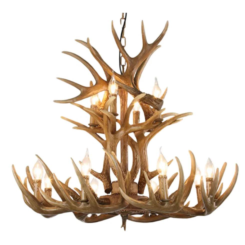 Faux Antler Wooden Candle Holder Vintage Chandelier - Clowas