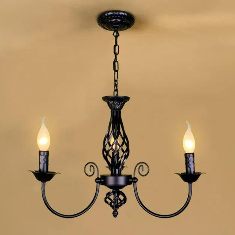 Black Chandelier Lights with Industrial Candle Design